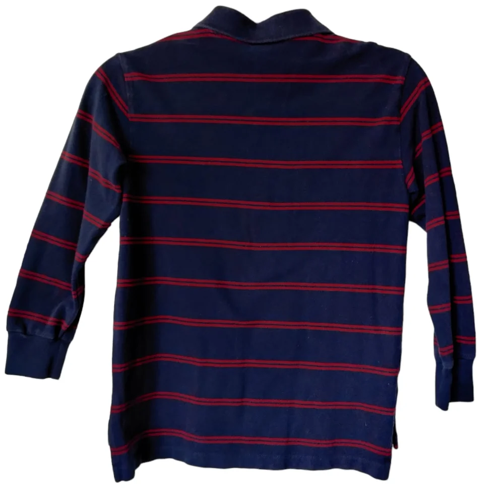 Polo Ralph Lauren Navy Red Stripe Long Sleeve Classic Fit Rugby Shirt EUC sz S